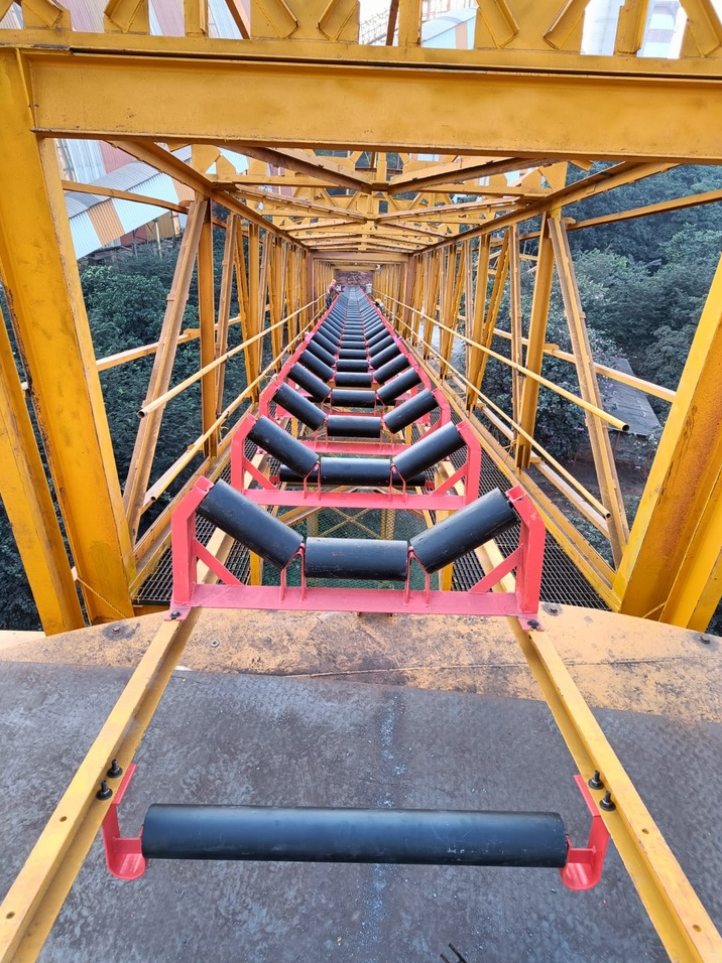 Long covered conveyor gallery at a power plant